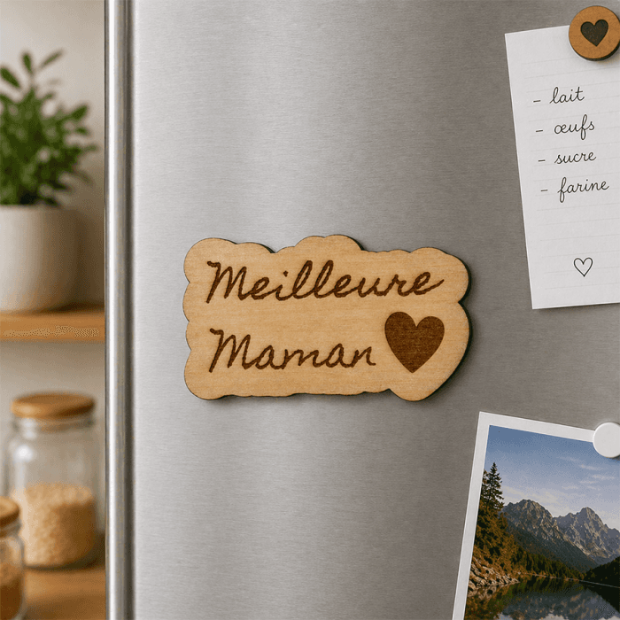 Magnet en bois personnalisé "Meilleure Maman"