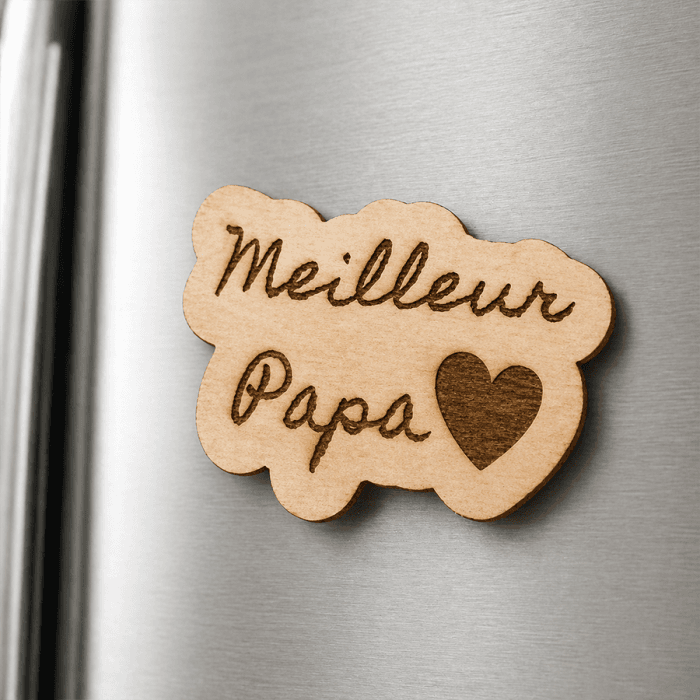 Magnet en bois personnalisé "Meilleur Papa" – Cadeau fête des pères