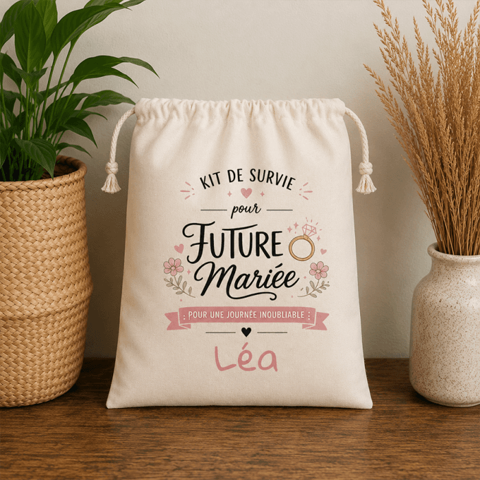 Sac personnalisé « Kit de survie future mariée »