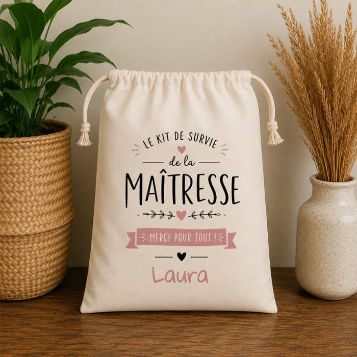Sac personnalisé « Kit de survie maîtresse »