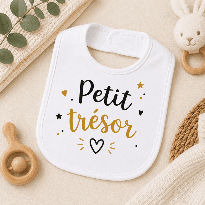Bavoir bébé "Petit Trésor" – Bavoir naissance doux et absorbant