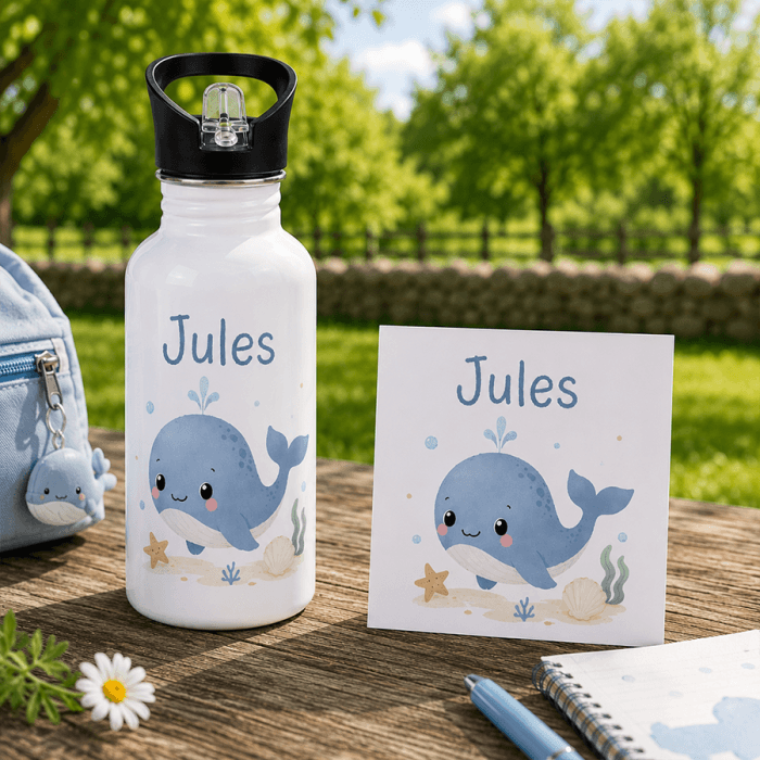 Gourde personnalisée Baleine avec prénom