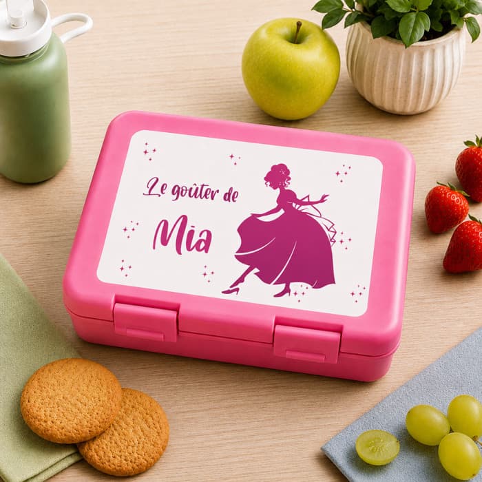Boîte à goûter personnalisée Cendrillon avec prénom