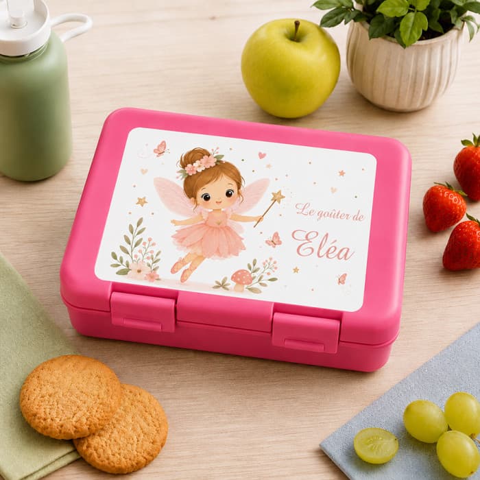 Boîte à goûter personnalisée Fée avec prénom