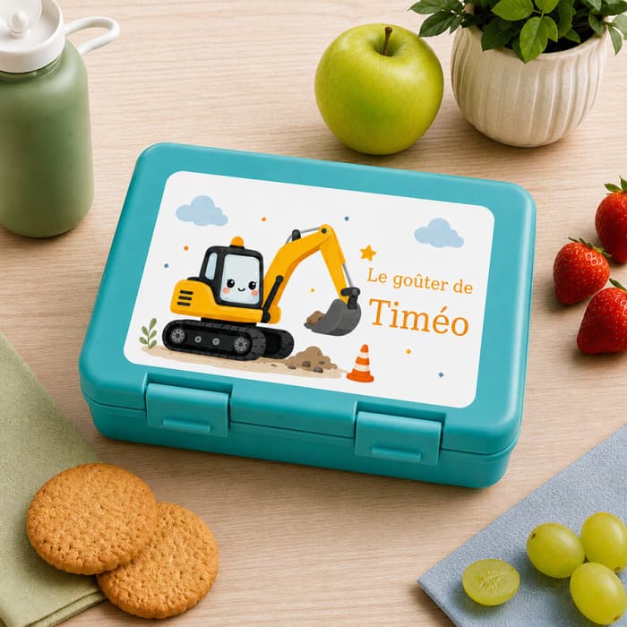 Boîte à goûter personnalisée Grue avec prénom