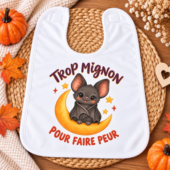 Bavoir bébé Halloween « Trop mignon pour faire peur »
