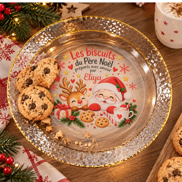 Assiette biscuits du Père Noël personnalisée avec prénom(s)
