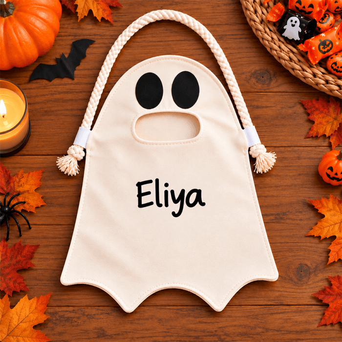 Sac à bonbons Halloween fantôme personnalisé avec prénom 2