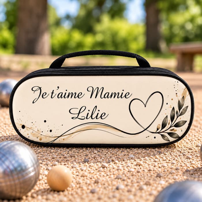 Sacoche de pétanque personnalisée modèle coeur