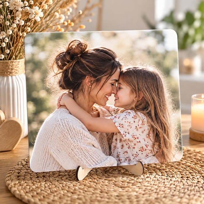 Cadre photo personnalisé à poser sur support en bois
