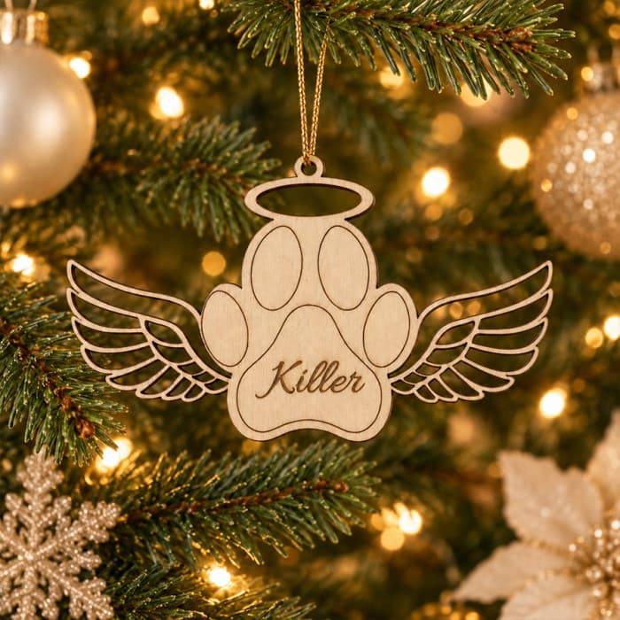 Ornement de Noël Patte d'animal personnalisée en bois
