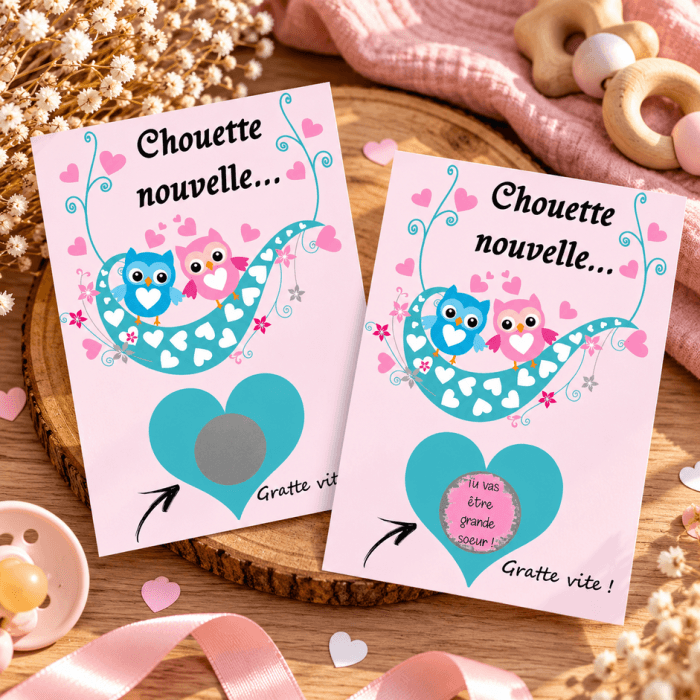 Carte à gratter personnalisée – "Tu vas être grande sœur" pour une annonce de grossesse originale