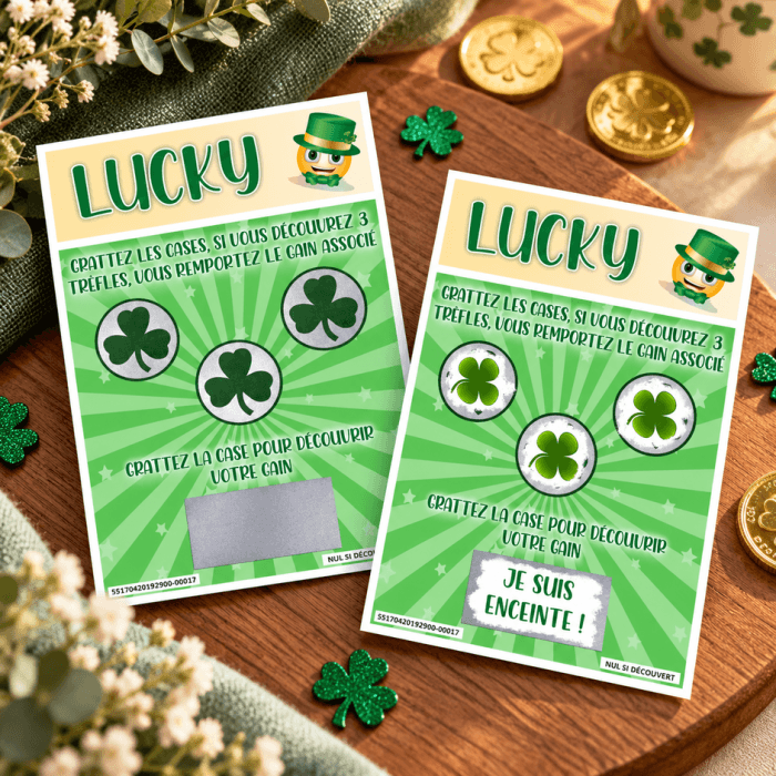 Carte à gratter ticket de jeu personnalisable - Modèle Lucky