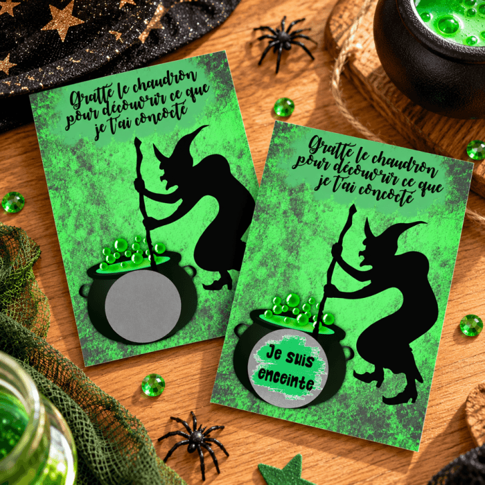 Carte à gratter sorcière personnalisable Halloween