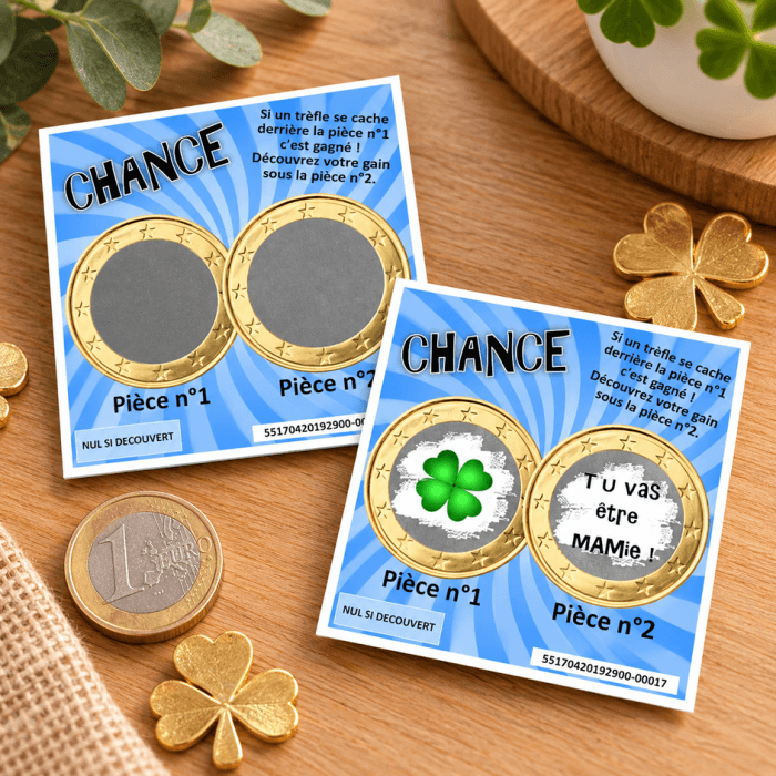 Carte à gratter personnalisée bleue – Annonce ou cadeau original