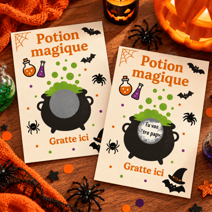 Carte à gratter Halloween potion magique