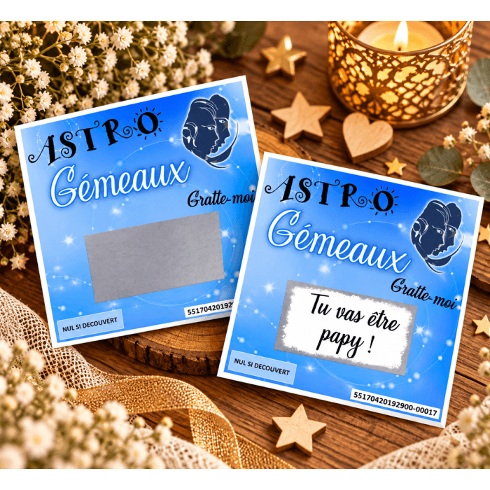 Carte à gratter ASTRO+ personnalisée – Annonce grossesse ou événement unique