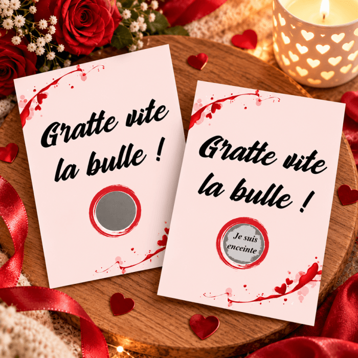 Carte à gratter message personnalisable - Modèle rouge