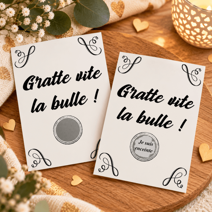Carte à gratter message personnalisable - Modèle gris