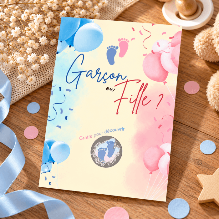 Carte à gratter révélation sexe bébé – Modèle Garçon