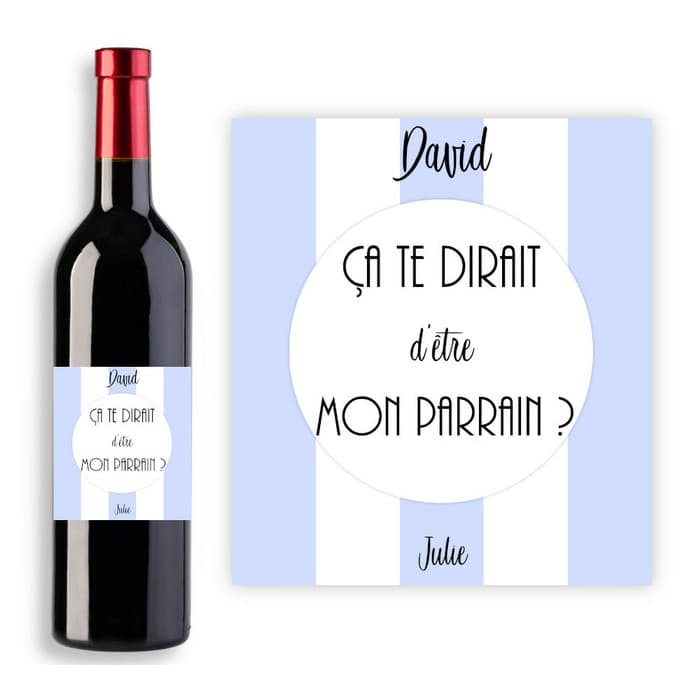 Étiquette bouteille de vin personnalisable pour demande futur parrain