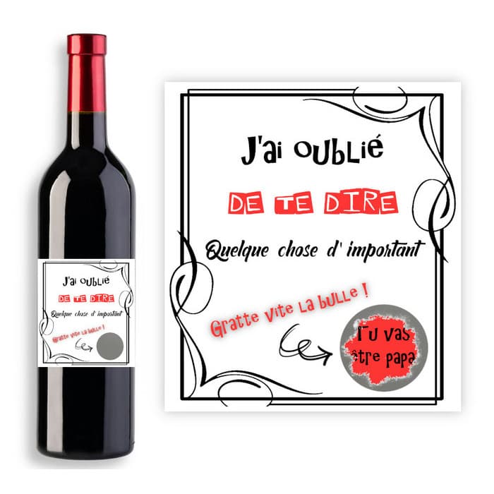Étiquette bouteille de vin personnalisable avec case à gratter