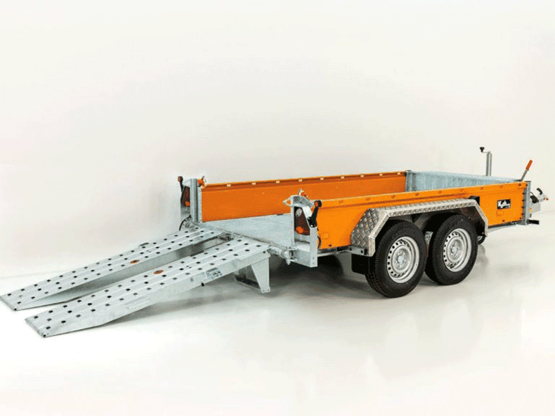 Vezeko Baumaschinenanhänger BA  3,5t|SB|Schwenk-Rampen|orange-Neu