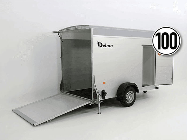 Debon Kofferanhänger Cargo H:190cm 1,3t|Alu, Polybug|Tür|grau-Neu