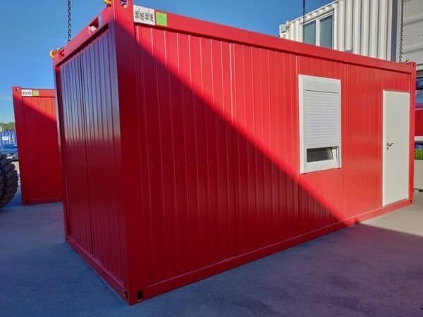 Baustellencontainer 6 m in Rot – Material- und Werkzeuglager