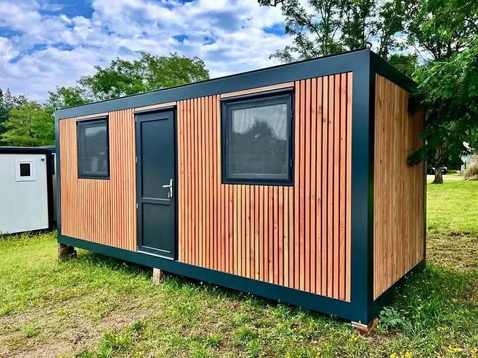 Baustellencontainer 6 m mit Holzverkleidung – Büro und Aufenthaltsraum