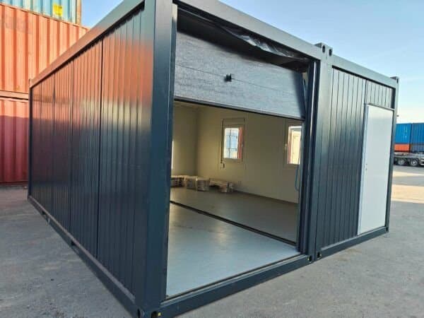 Doppel-Baustellencontainer 6 x 6 m in Anthrazit – rund 35 m²