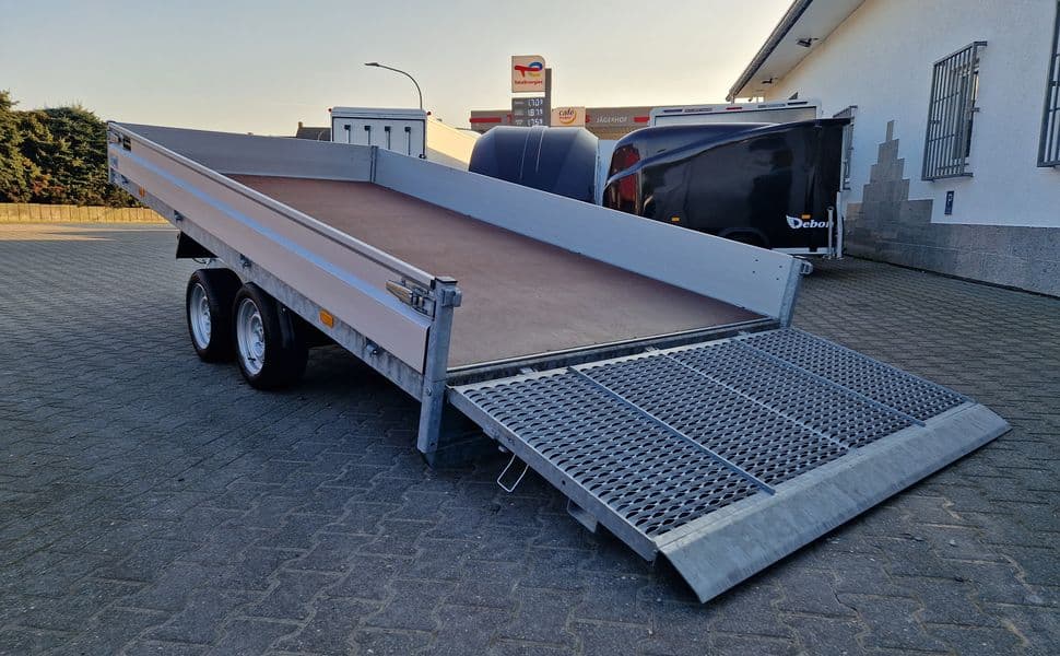 Hapert Indigo HT-2 – remorque porte-engins basculante avec rampe grillagée 405 × 201 × 30 cm – PTAC 3 500 kg