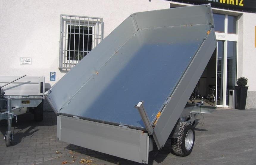 WM Meyer HLNK 1523/141 – benne arrière hydraulique avec plancher métal 231 × 141 × 33 cm – PTAC 1 500 kg