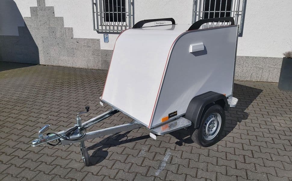 TF2 S Mini – remorque fourgon compacte avec galerie et marchepieds 145 × 110 × 90 cm – PTAC 750 kg