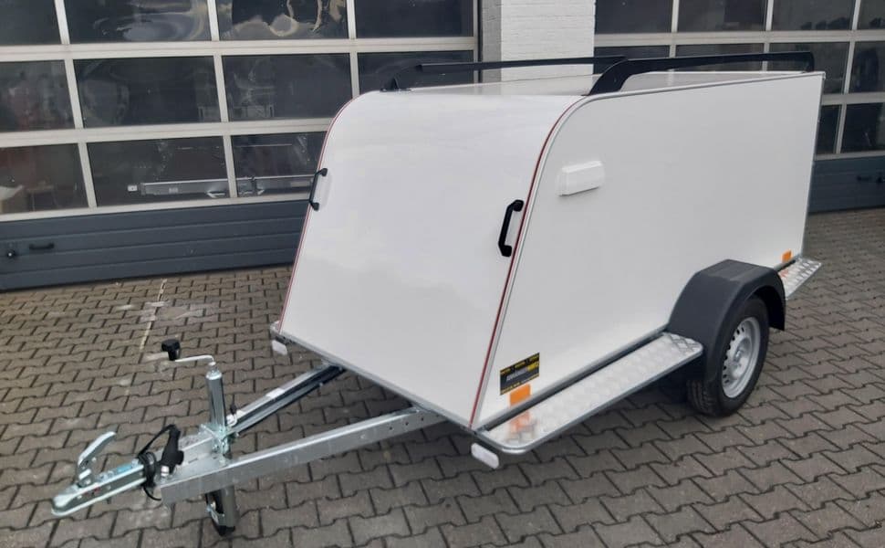 TF4 S Midi – remorque fourgon aérodynamique avec marchepieds et galerie 250 × 110 × 90 cm – PTAC 750 kg