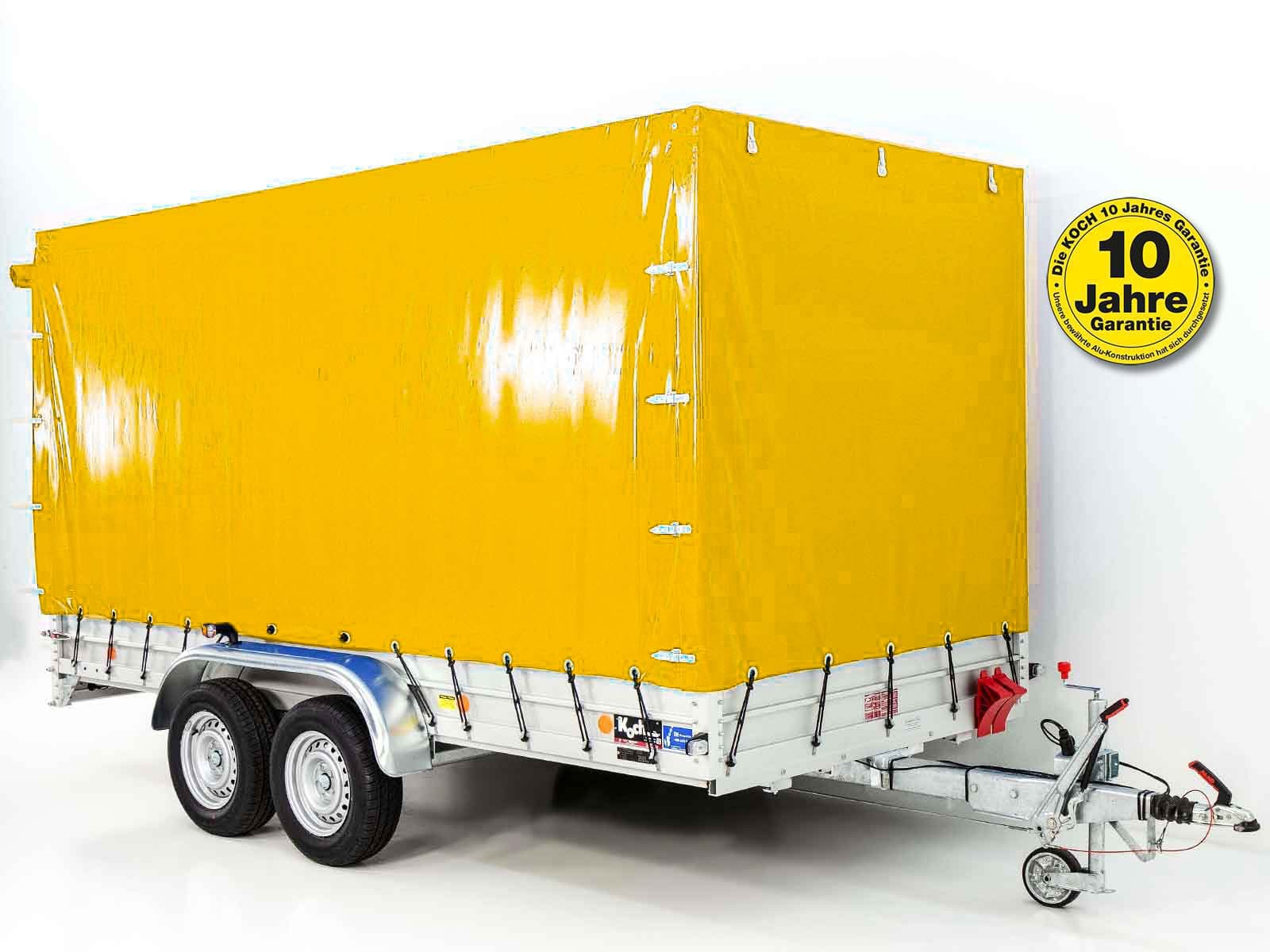 Anhänger mit Plane 185×400 cm 2600 kg | Typ 10.26 | Hochplane 200 cm – Gelb-Neu