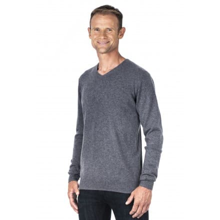 Pull cachemire homme col V gris