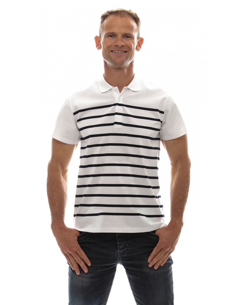 T-shirt marinière homme jersey col polo manches courtes