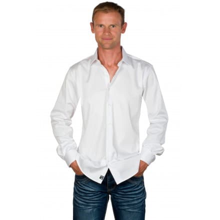 Chemise cintrée homme ajustée col italien unie blanche Harry