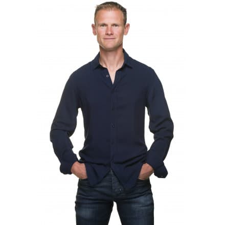 Chemise coton homme cintrée unie bleu marine