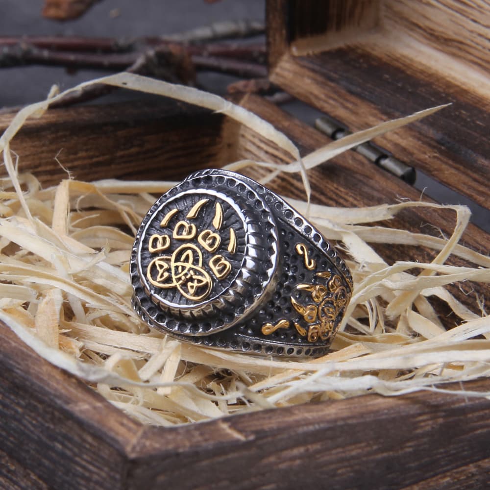 Bague viking Berserker doré - 10