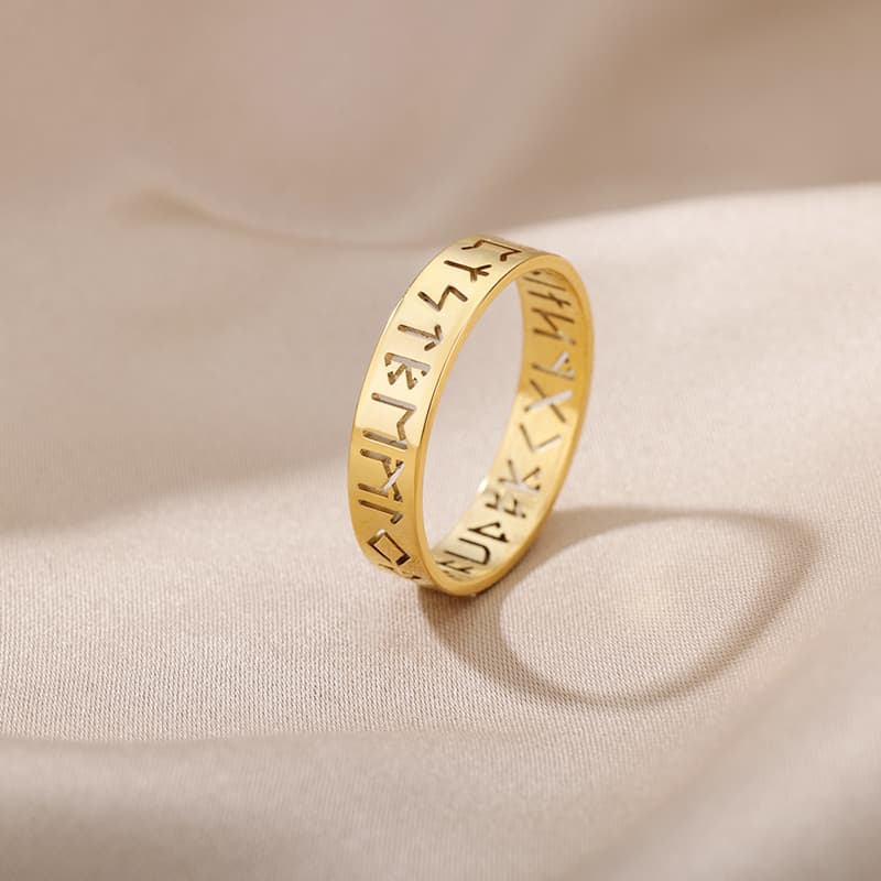 Bague viking Runique de Freya doré - 8