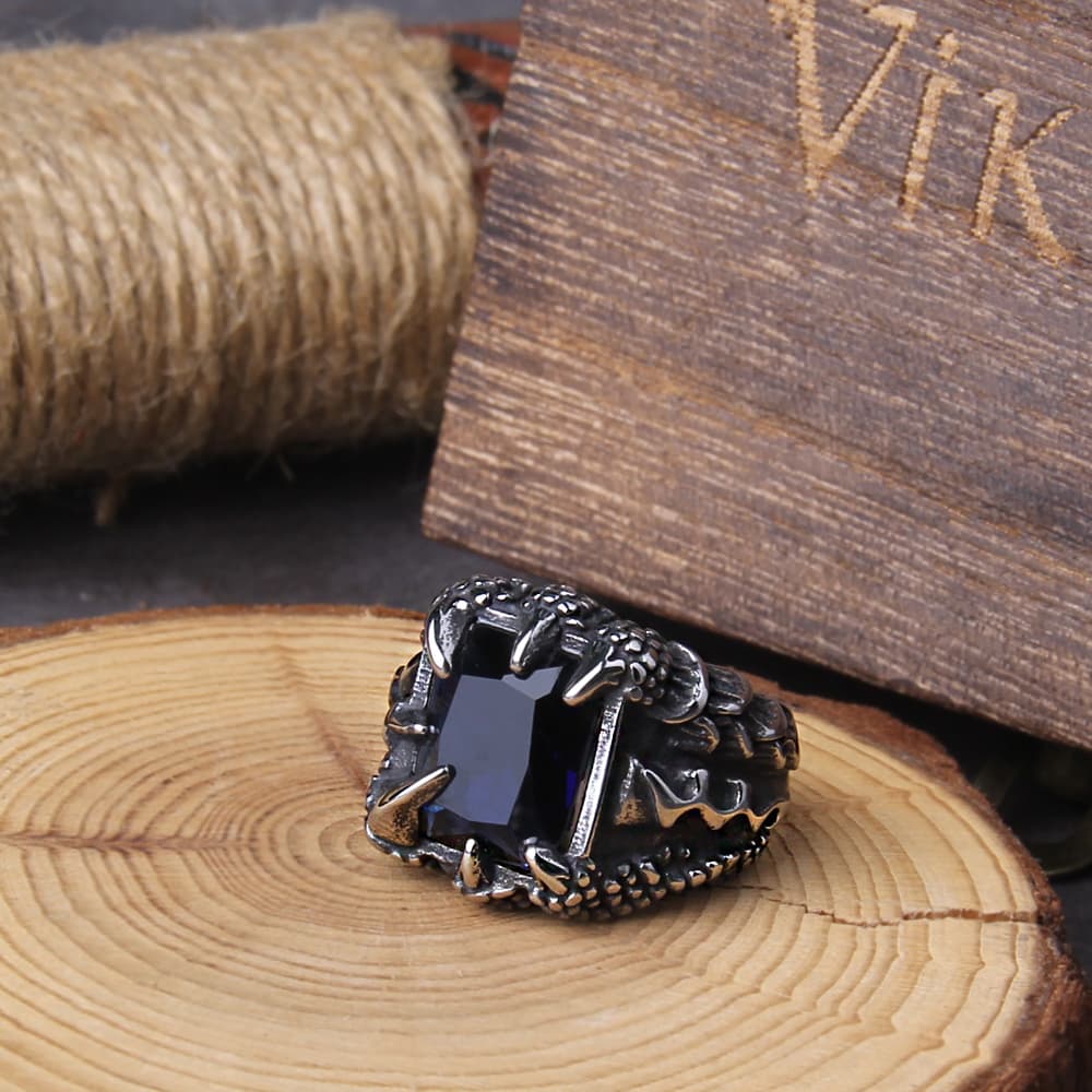 Bague viking griffe de dragon noir - 9
