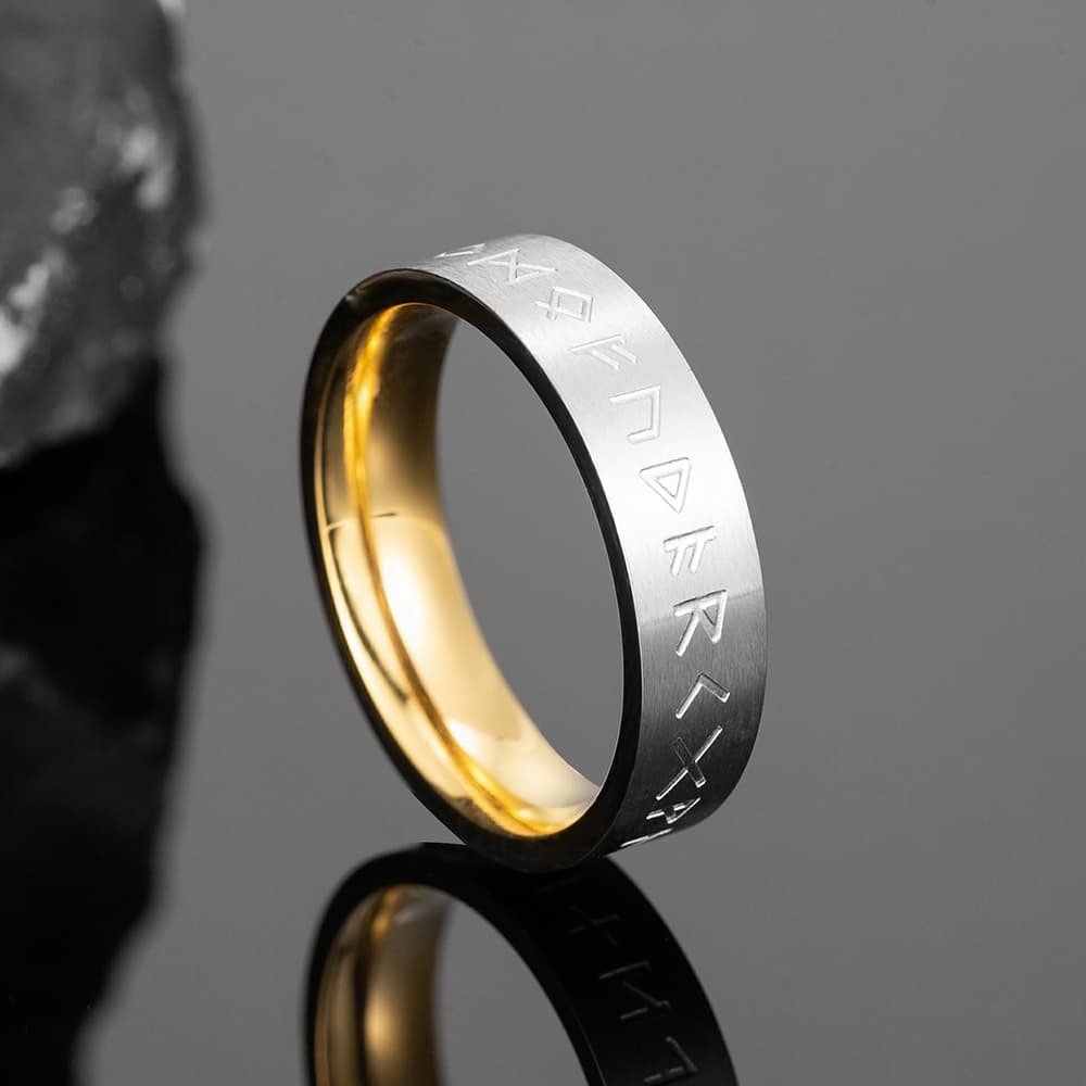 Bague viking rune dorée - 10