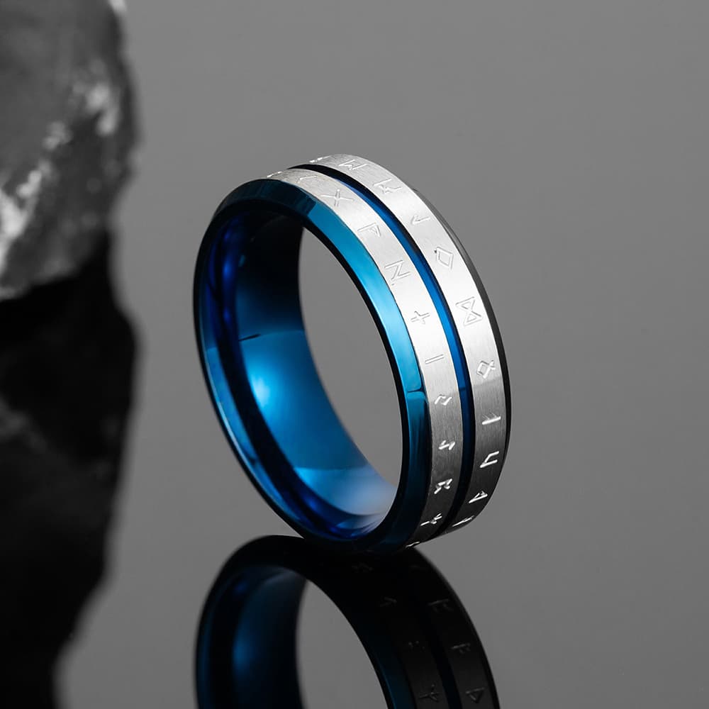 Bague viking rune gravé bleu - 13