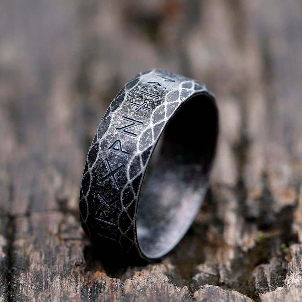 Bague viking rune odin noir - 9