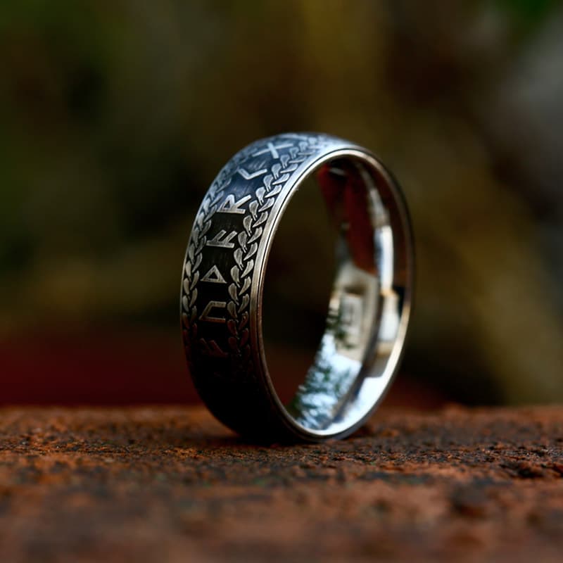 Bague viking runes tressées argenté - 13