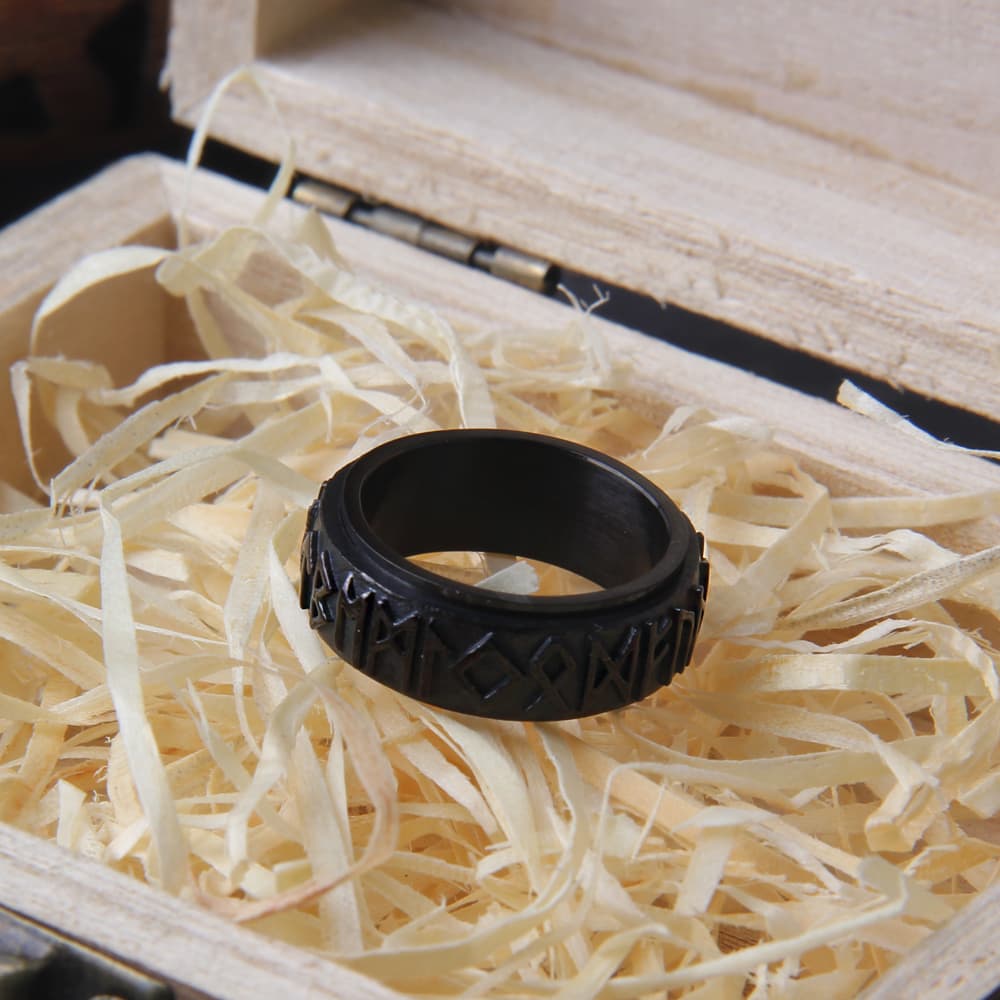Bague viking rustique noir - 12