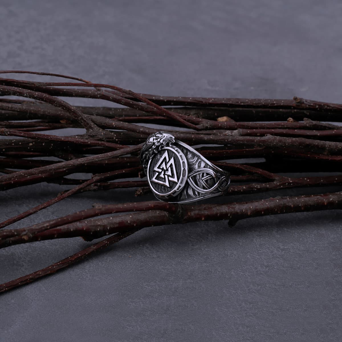 Bague viking symbole Valknut - 9