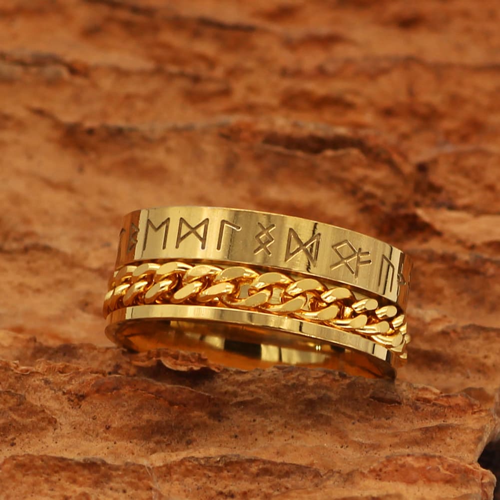Bague viking tressé doré - 9